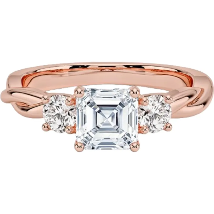 1 Ct Moissanite Three Stone Vines Engagement Ring for Women