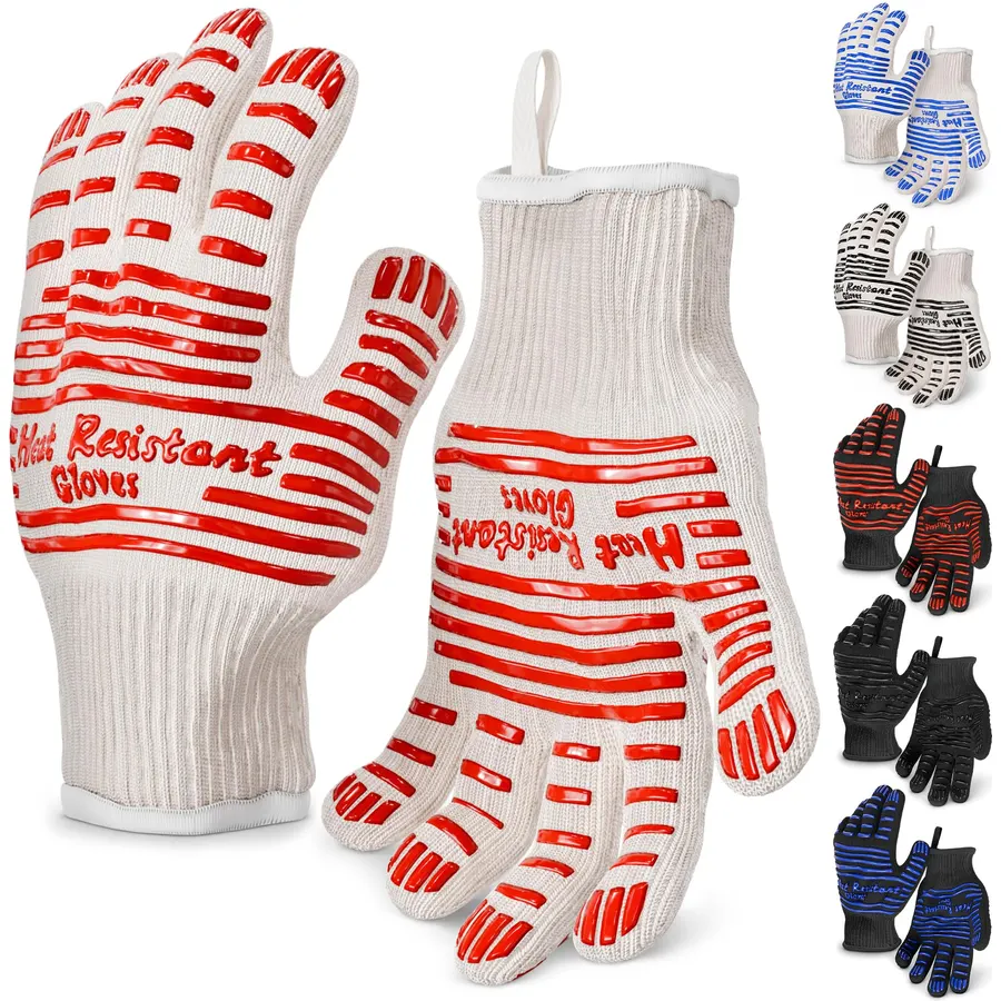 1 Pair Heat Resistant Gloves for Cooking, Grilling, BBQ, Aramid Knit