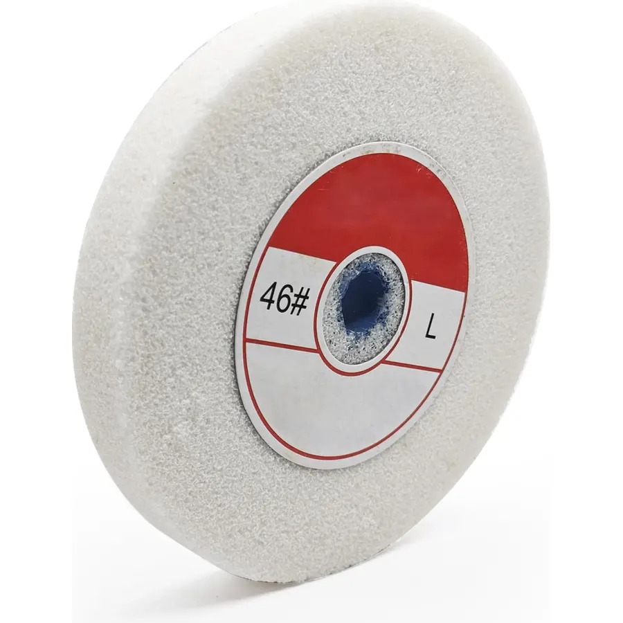 1 Piece Benchtop Grinding Wheel, 5 Inches, Suitable for Grinding Alloy Steel, Hardened Steel, High Carbon Steel and Other Metals. 46 Grit, 1/2" Mandrel Hole, 0.67" Thickness (White Corundum)