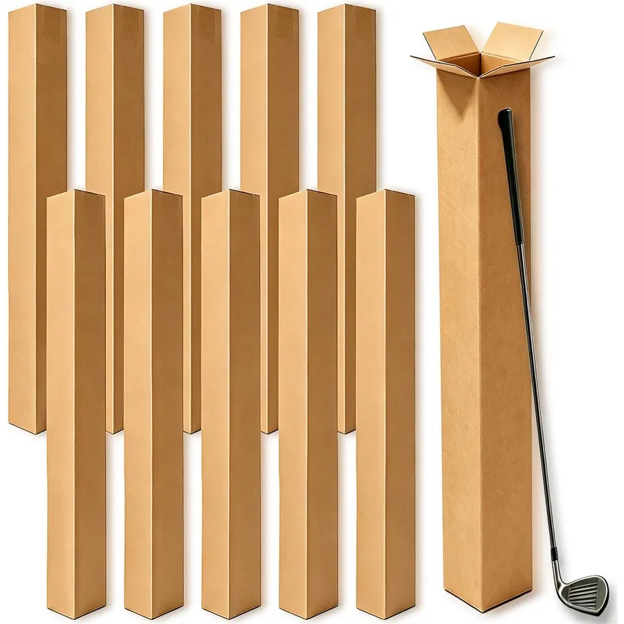 10 Pcs Golf Club Shipping Boxes, 4 x 4 x 48 in Cardboard Box Set