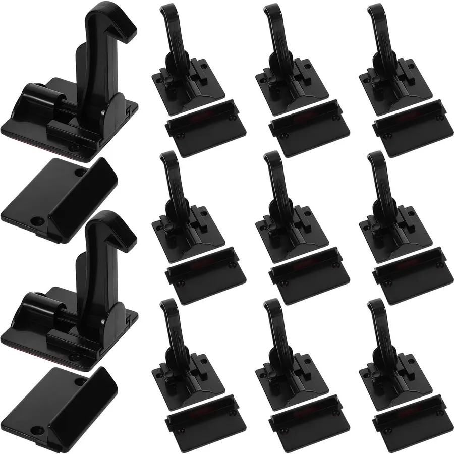 12pcs Childproof Cabinet Locks, Adhesive ABS Safety Latches Black