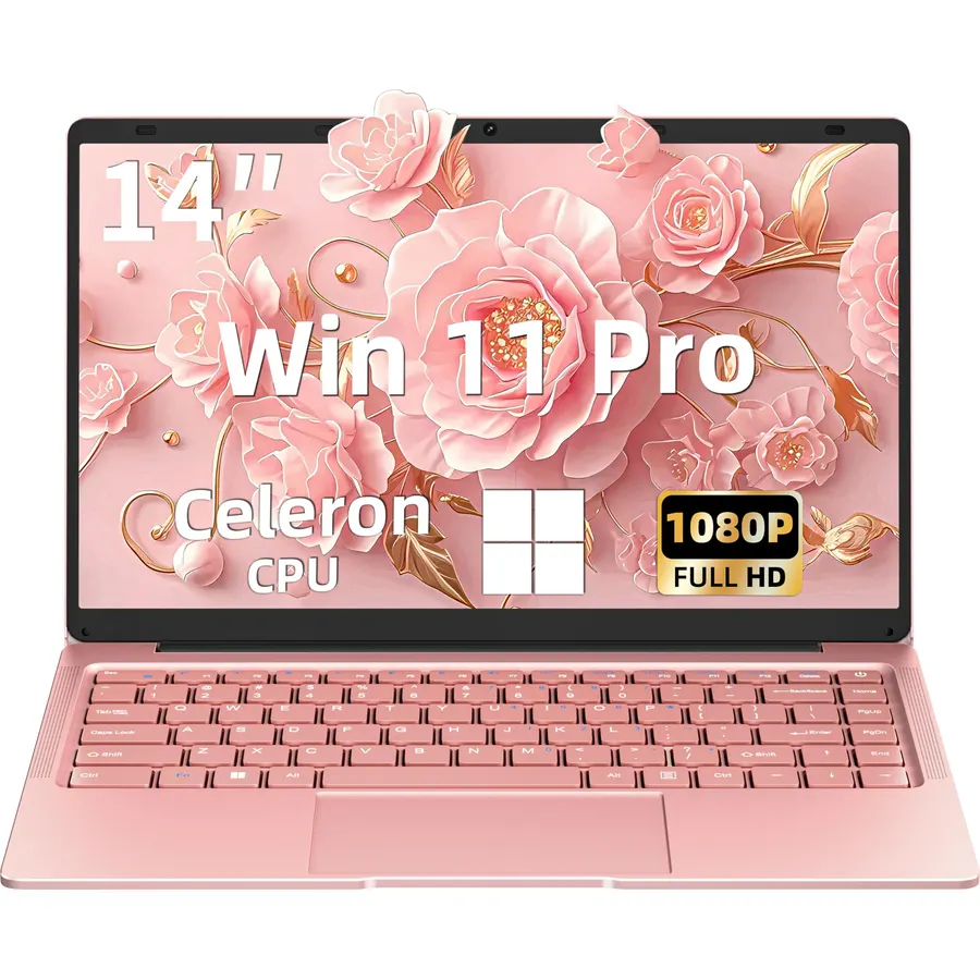 14" Thin and Ultra Light Rose Gold Laptop for Students & Seniors