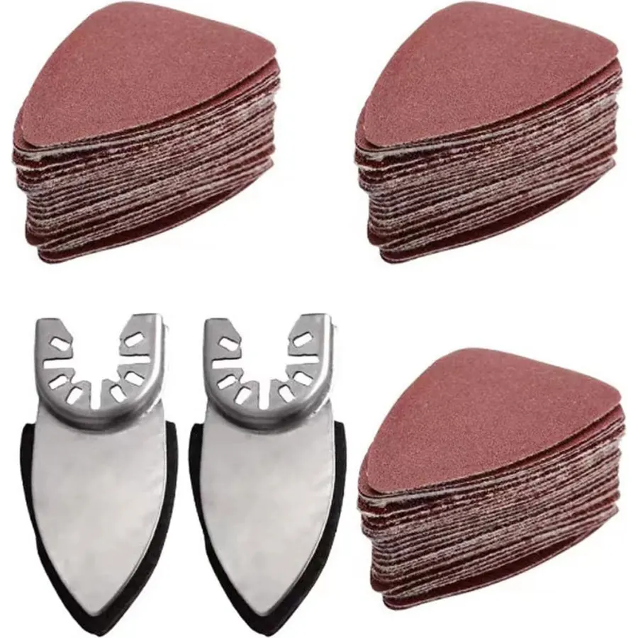 142Pcs Finger Oscillating Multi Tool Sanding Pads Kit, 2Pcs Finger Sanding Pads, 140Pcs 40/60/80/100/120/180/240 Grit Hook & Loop Multitool Sandpaper Sanding Sheets for Polishing Sanding