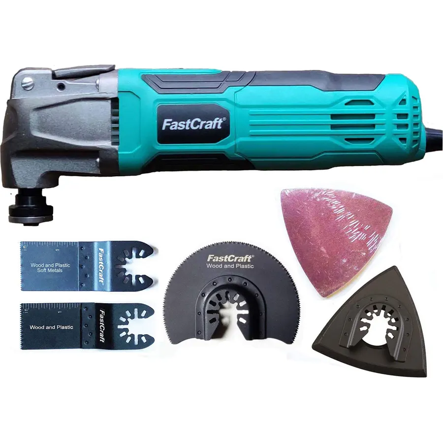 14pc Oscillating Tool Kit PRO Model 86225-1 Corded 5.0Amp PEAK GUARANTEED POWER (Rated 2.4A/Keyless Blade Change/6 Speeds/3-4 Angle Cut) +13pc Blades/Sanders [BULK No Box No Tote]