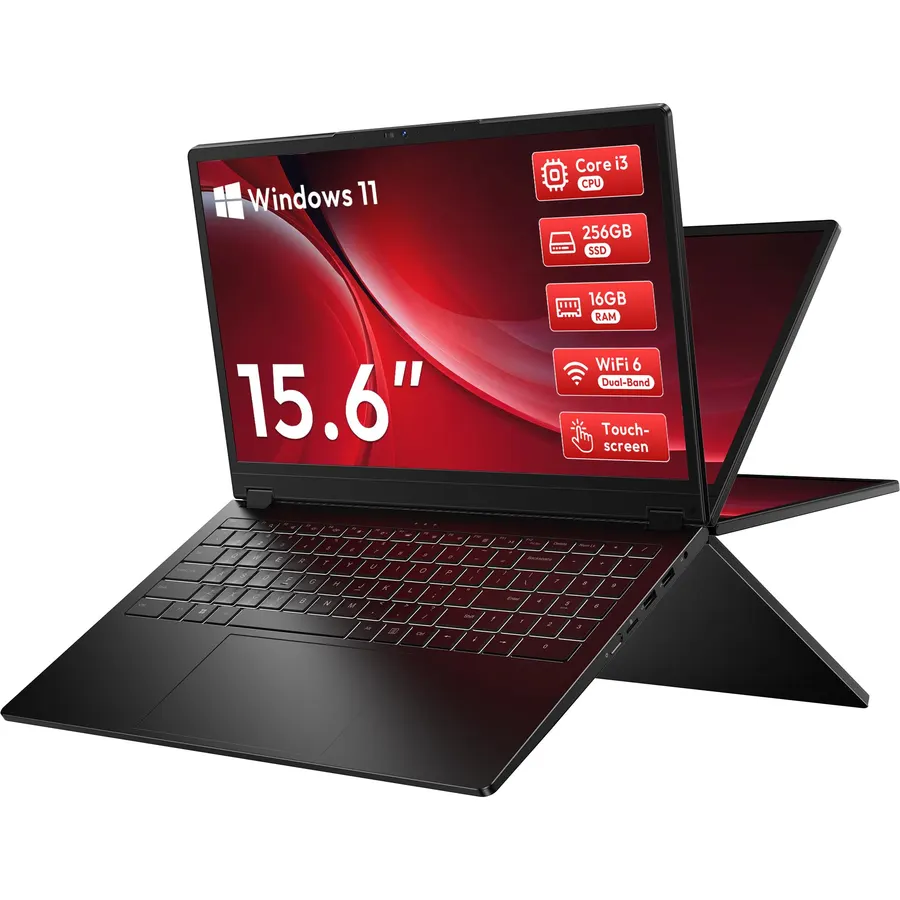 15.6" 2-in-1 Touchscreen Laptop with Windows 11, i3-10100Y, 16GB, 256GB SSD