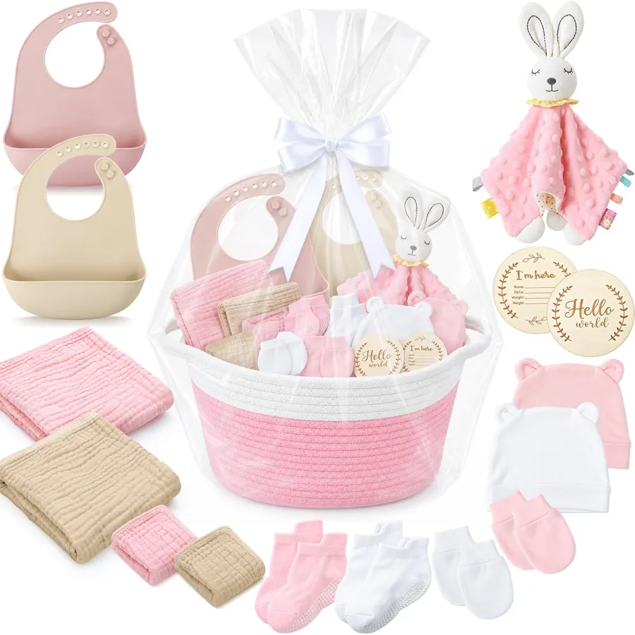 16 Pcs Baby Girl Basket Gift Set Newborn Supply Essentials Stuff