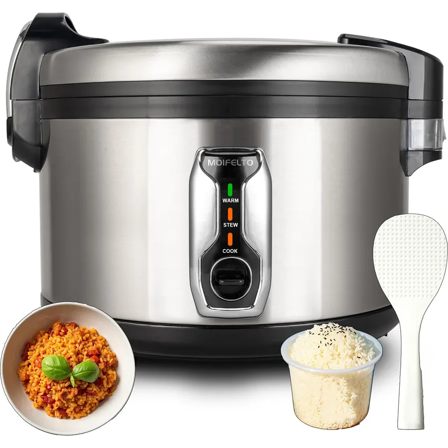 16L Commercial rice cooker 90 cups cooked Large Stainless Steel rice Commercial for 65-75 people 1550W Electiric Rice Warmer, with One-Touch Operation | Auto Keep Warm| Non-Stick Inner Pot