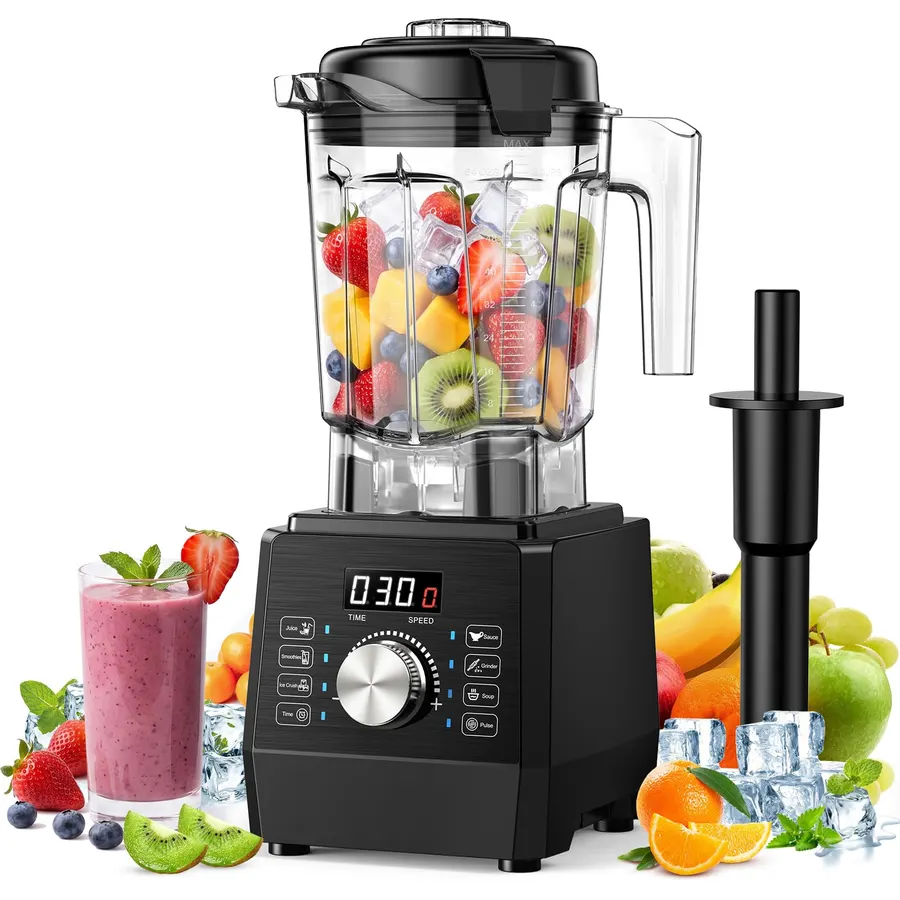 1800W Blender for Smoothies, 70oz Pitcher & 20oz Grinder, 28000 RPM High Speed Countertop Blender for Kitchen for Ice Crushing, Frozen Fruits & Nut Butter, 1-5 Min Timer, Multiple Speeds (Black)