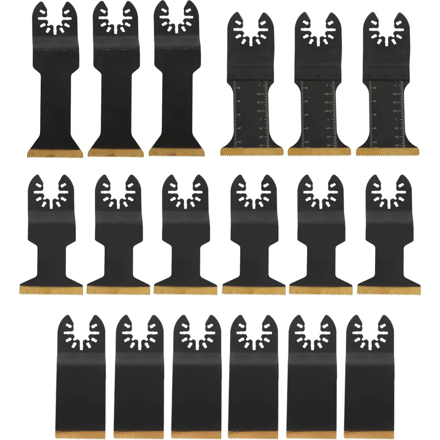 18Pcs Multi Tool Blades Kit Titanium Coated Bimetallic
