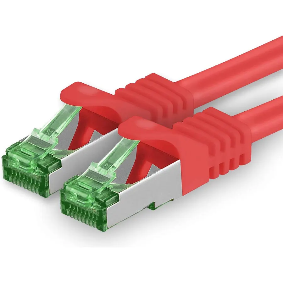 1aTTack.de Cat.7 ethernet Cable 10m - Red - 1 Piece - Cat7 LAN Network 10GBASE-T - 10000 Mbps (Sftp Pimf) Double Shielded patchcable RJ45 Plug Cat.6a