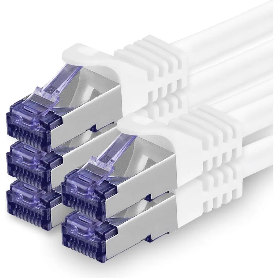 1aTTack.de Cat.7 LAN ethernet Cable 0,25m - White - Cat7 LAN Network 10GBASE-T - 10000 Mbps (Sftp Pimf) Double Shielded patchcable RJ45 Plug Cat.6a