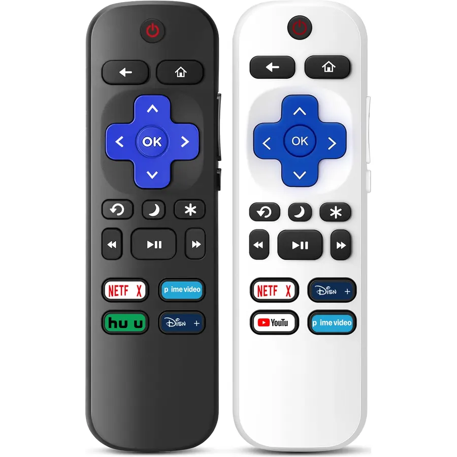2 Packs Replacement Remote Control Only for Roku TV, Obsidian Black