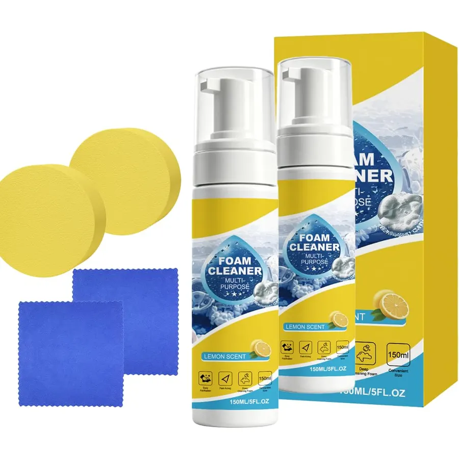 2 Pcs Foam No-Rinse Cleaner，All Purpose Foam Spray Cleaner For Car Interior Kitchen Bathroom Sofa Deep Cleaning