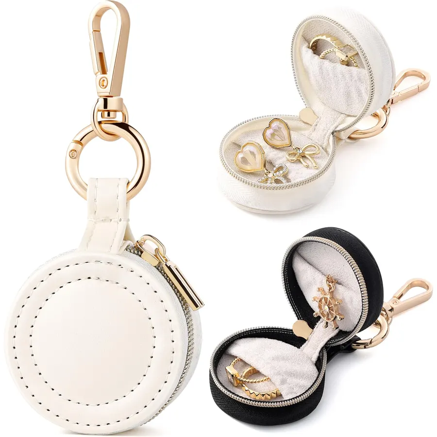 2 Pcs Portable Jewelry Ring Holder Boxs with Keychain