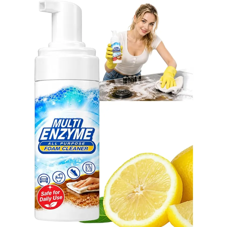 2026 Upgraded Multi Enzyme Foam Cleaner, Multi Enzyme Cleaner, All Purpose Foam Cleaner Spray for Kitchen, Carpet, Upholstery & Car Interior Surfaces (1 Bottle)