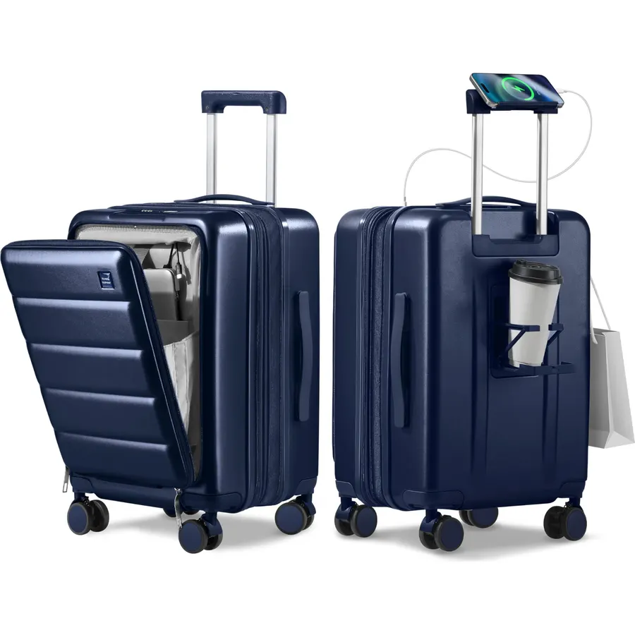 20IN Expandable Carry On Luggage-Navy Blue