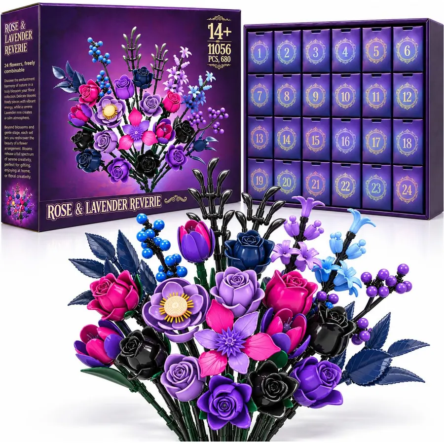 24 Flower Bouquet Advent Calendar 2026 Building Set, Big Gift Box