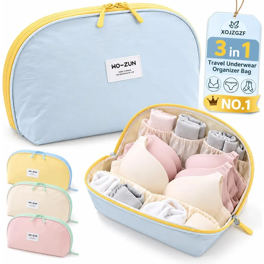 3 in 1 Travel Underwear Organizer Lingerie Bag Bra Panties Socks Storage