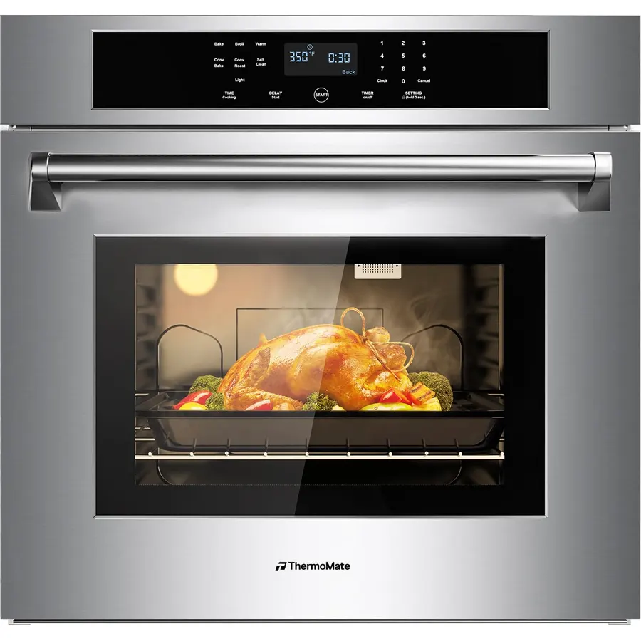 30" Electric Wall Oven with Self-cleaning, CSA Certified, ThermoMate 4.8 Cu.Ft Bilt-in Wall Oven with 8 Functions, 3800W Convection Wall Ovens, Touch Control, Safety Lock, Stainless Steel
