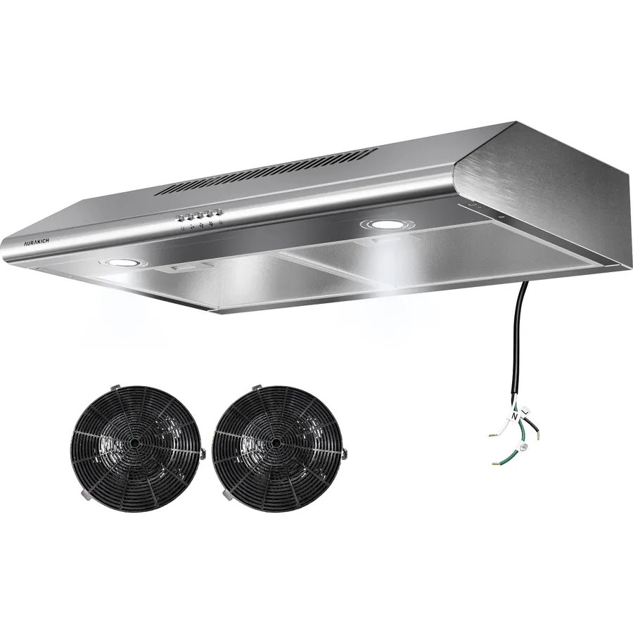 FOTILE Pixie Air UQS3001 30” Stainless Steel Under Cabinet Range Hood, 800 EQUIV. CFM Kitchen Over Stove Exhaust Vent with LED Lights Dual AC Motors and Mechanical Buttons