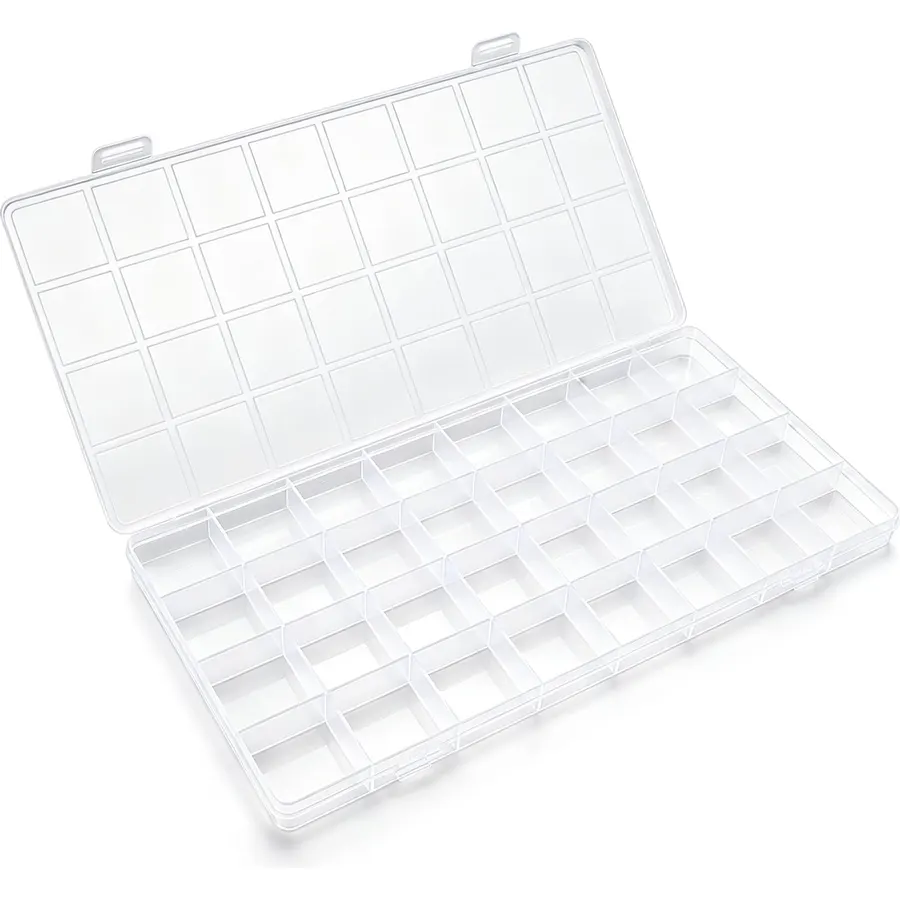 32 Grid Beads Jewelry Organizer Box, Plastic Organizer Container Storage