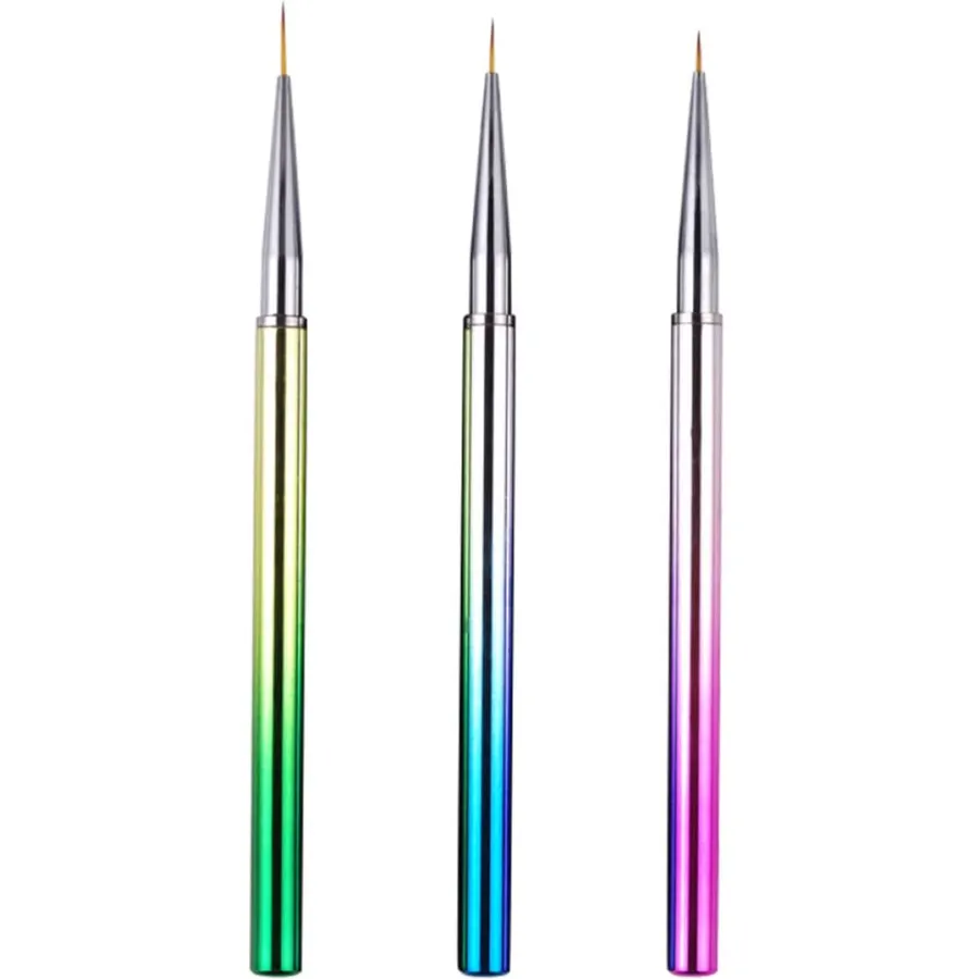 3pcs Nail Art Liner Brush Set Fine Detail Painting Tools Plastic