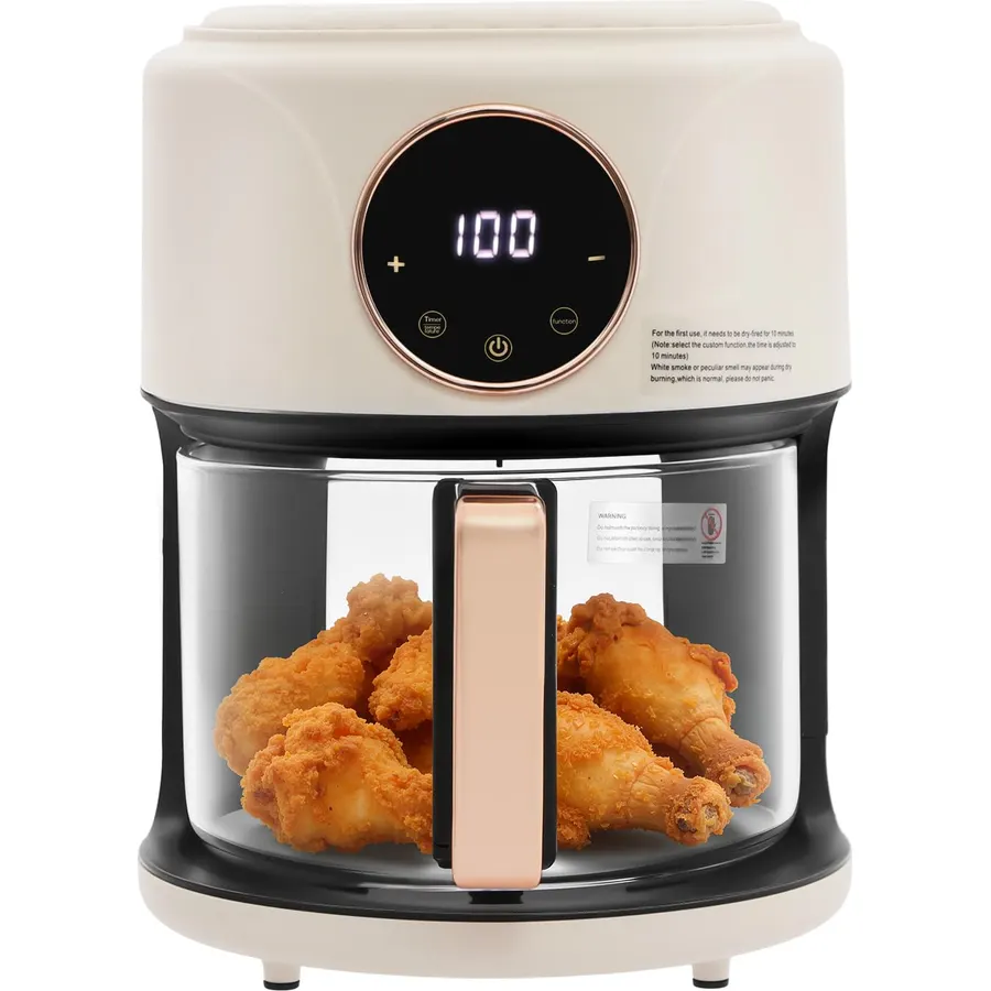 4.2L Air Fryer, LCD Touchscreen with Viewing Window, Oil-Free Cooker, 110V