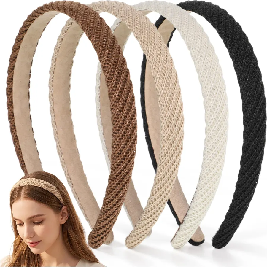 4 PCS Knitted Headbands for Women, Non Slip Thick Hair Fashion Head Bands
