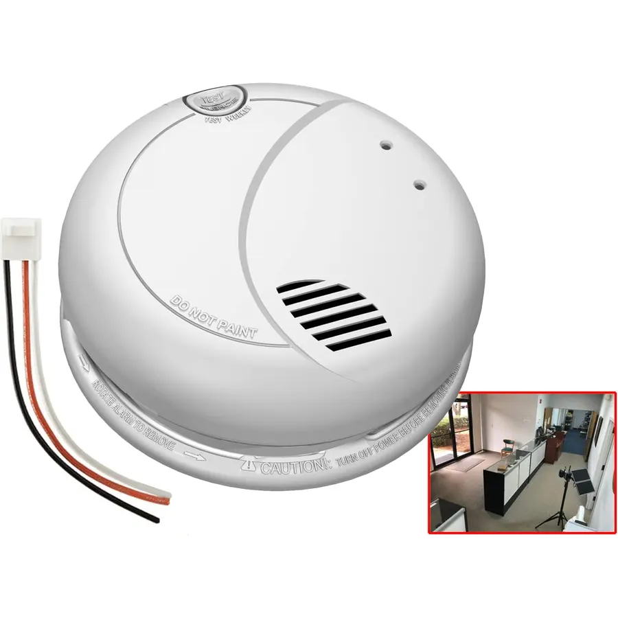 4K HD Smoke Detector WiFi Spy Camera Wi-Fi Fire Alarm Hidden Nanny Cam Spy Camera, Ceiling Mount, 110V AC Connector (7010 Model)