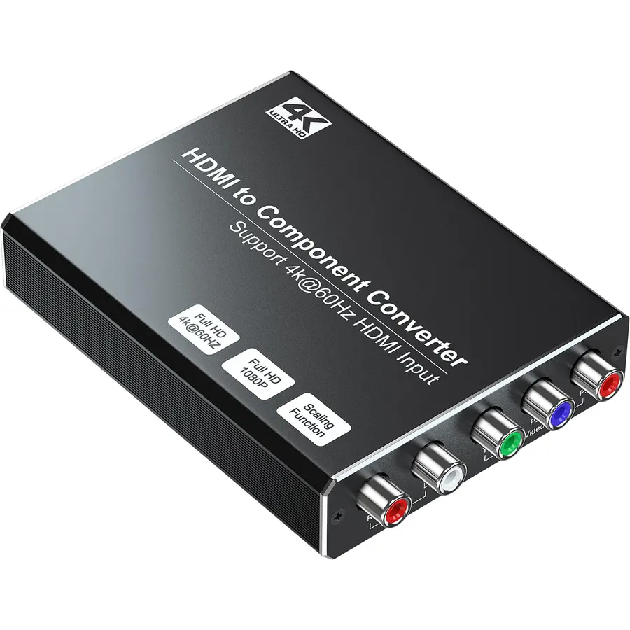4K HDMI to Component Converter with Scaling Function, HDMI to YPbPr Converter Support 4K/60Hz Input, Support 480i/576i Component Output, Compatible with DVD/PS3/PS4/PS5/Amazon Fire TV Sticks