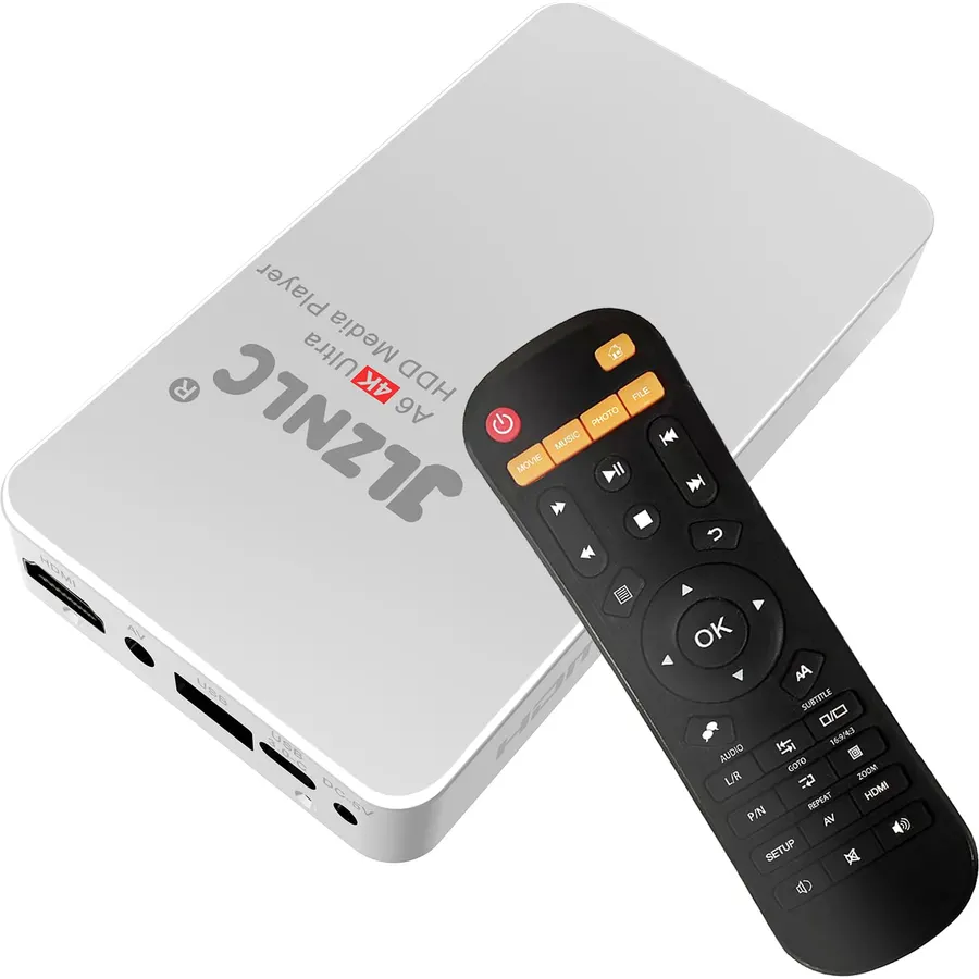 4K Ultra HD Media Player & HDD Enclosure 2-in-1,Digital Signage, Play H.265/HEVC H.264/AVC MP4 MKV Videos,MP3 Music,JPG Photos,Auto Playback and Resume,Supports HDDs,USB/MicroSD,4k HDMI,Analog AV.