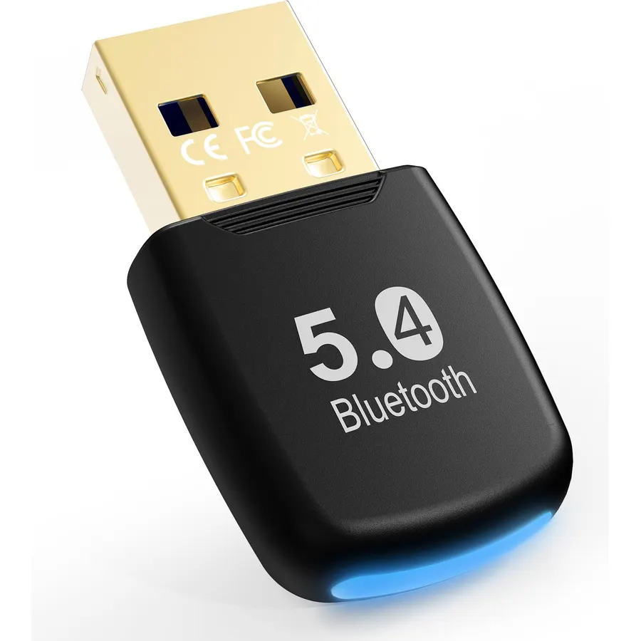 5.4 Bluetooth Dongle - 20M Range USB Adapter for PC, Plug and Play, Supports Laptop Headphones, Keyboard, Mouse - Windows 11/10/8.1