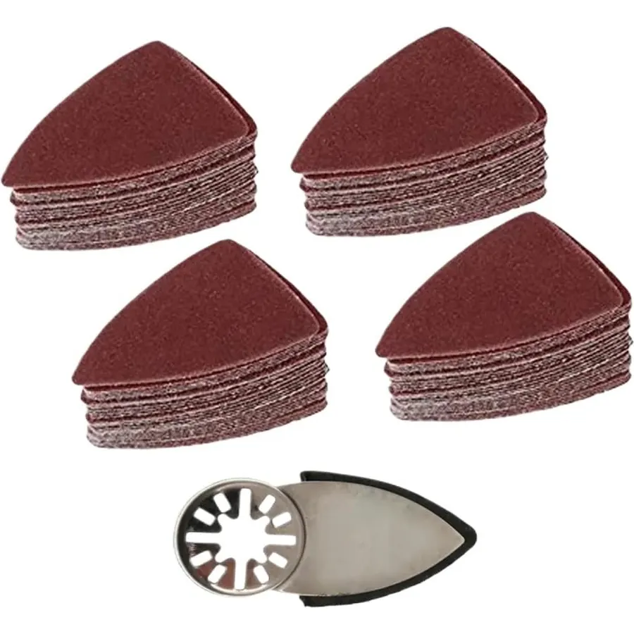 51 Pcs Triangle Sandpaper Sheets for Oscillating Tool, Hook & Loop Detail Sanding Kit 60-240 Grit