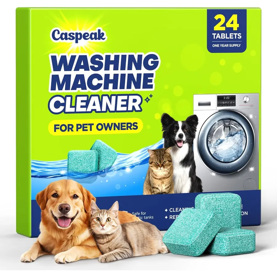 5X Power Deep Cleaning Washing Machine Cleaner Tablets, No More Odor & Pet Fur Enzyme Washing Machine Cleaning Tablets, Washer Cleaner For HE Top Front Load, Septic Safe, 24 Counts/1 Year Supply