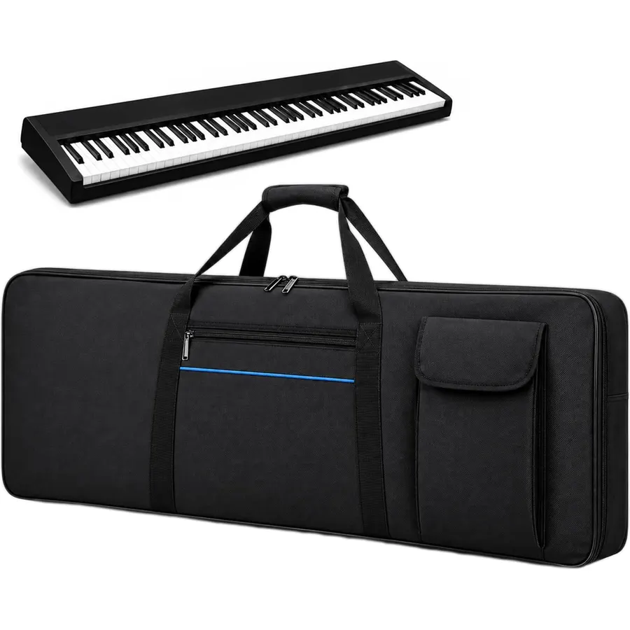 61 Key Keyboard Bag for Korg EK-50, Padded Keyboard Carrying Case with Zipper, Shoulder Straps, Handle, Storage Pocket, Water-Resistant Oxford Fabric,M(98 x 41 x 14cm)