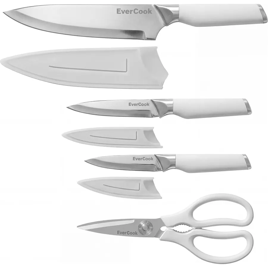 7-Piece Knife Set - Chef, Utility, Paring, Scissors & 3 Sheaths