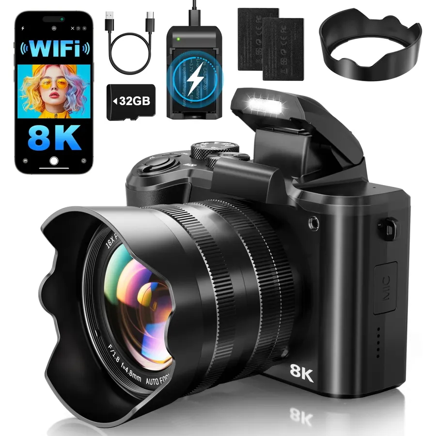 Digital Camera Cameras for Photography UHD Autofocus Vlogging Burgundy