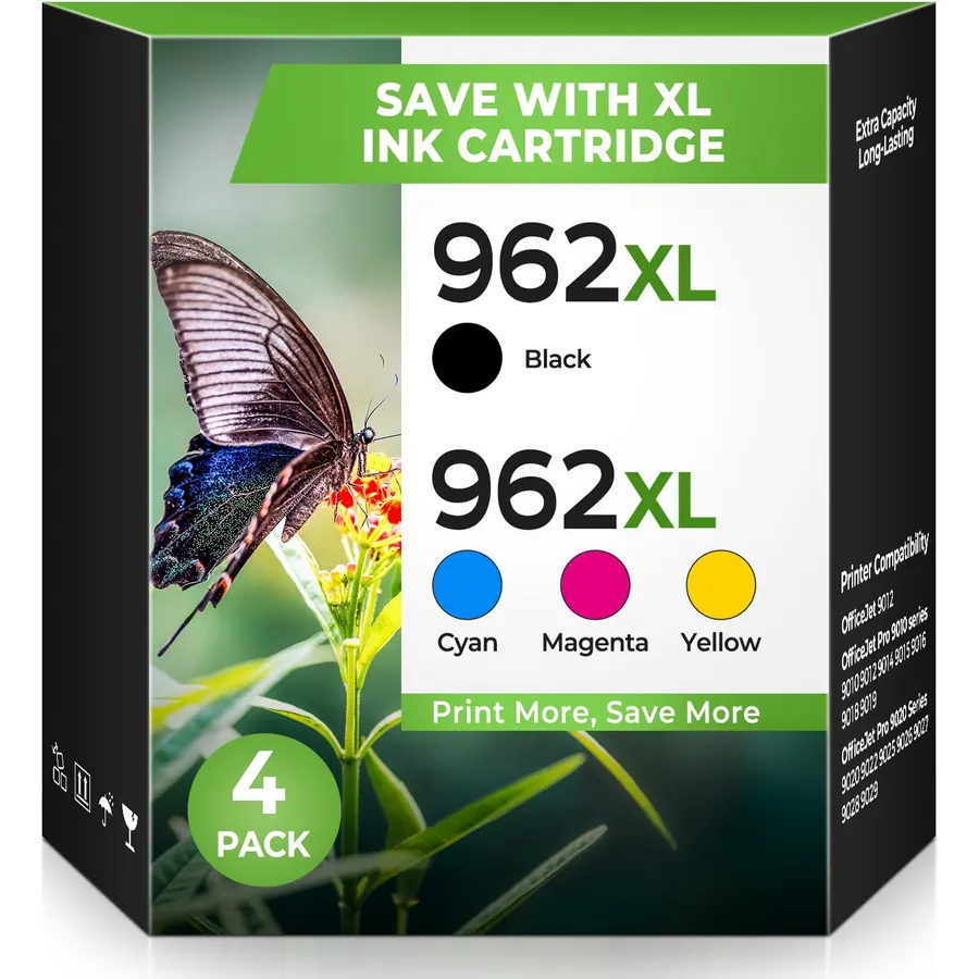962XL Ink Cartridges for OfficeJet Pro 9010 9020 9015 9018 9025 Compatible for HP 962XL Ink Cartridges Combo Pack 962 Ink Replacement for Office Jet Pro 9015 9010 9020 9018 9025 9012 Printer (4-Pack)
