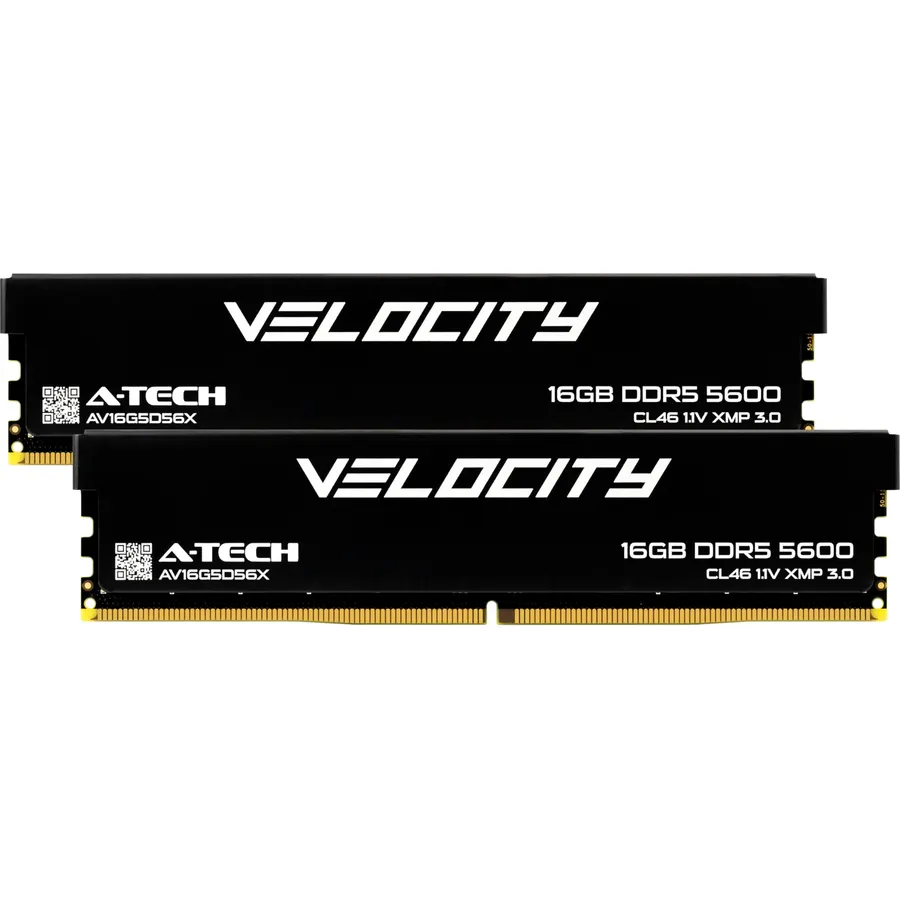 A-Tech Velocity RAM 64GB (2x32GB) DDR5 5600MHz (PC5-44800) XMP 3.0 UDIMM 1.1V Non-ECC DIMM 288-Pin Desktop Computer Gaming Memory - AV2K32G5D56X