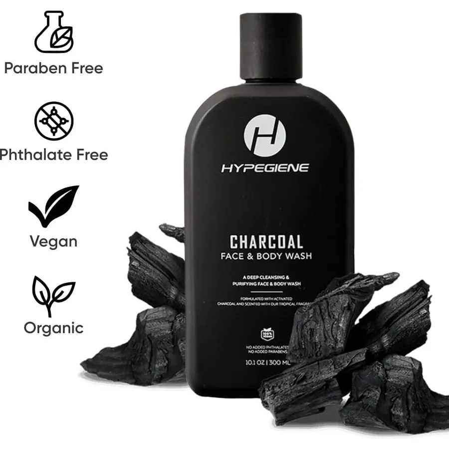 Activated Charcoal Body Wash & Acne Facial Cleanser 10.1 oz + Organic Shea Butter Body Lotion 6 oz