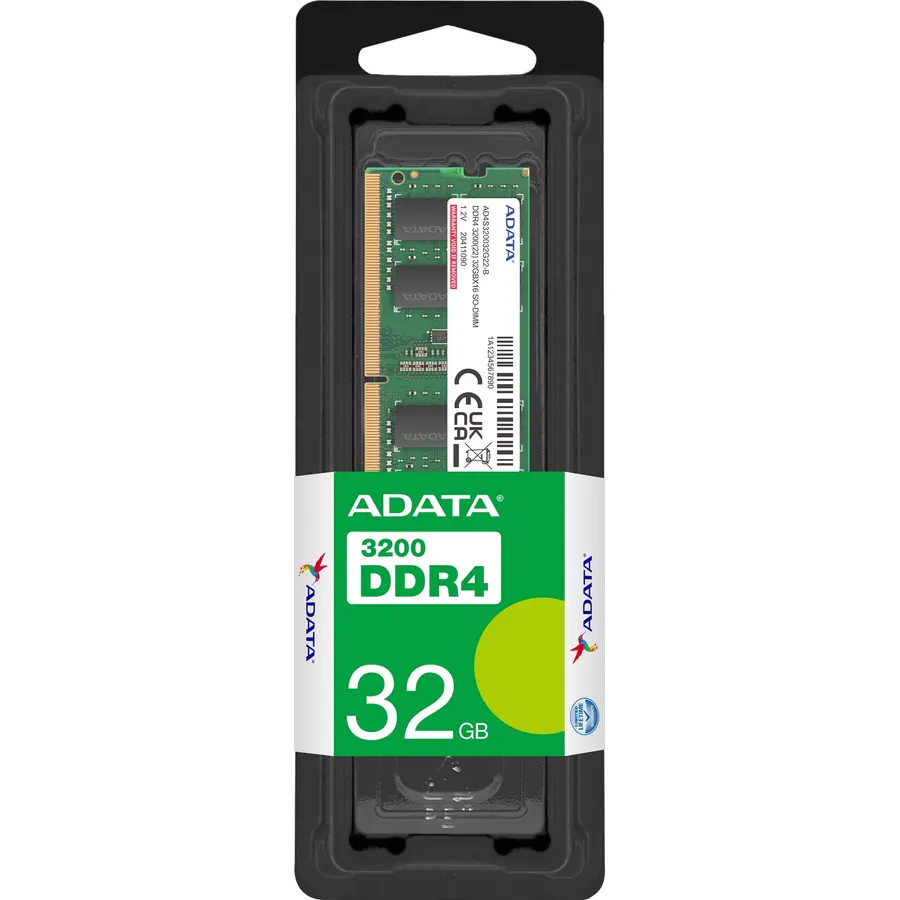 ADATA 32GB DDR4 3200MHz Desktop RAM Memory Module | 1x32GB UDIMM PC4-25600 | CL22 Non-ECC Unbuffered | 288-Pin DIMM for Desktop PCs | AD4U320032G22-SGN