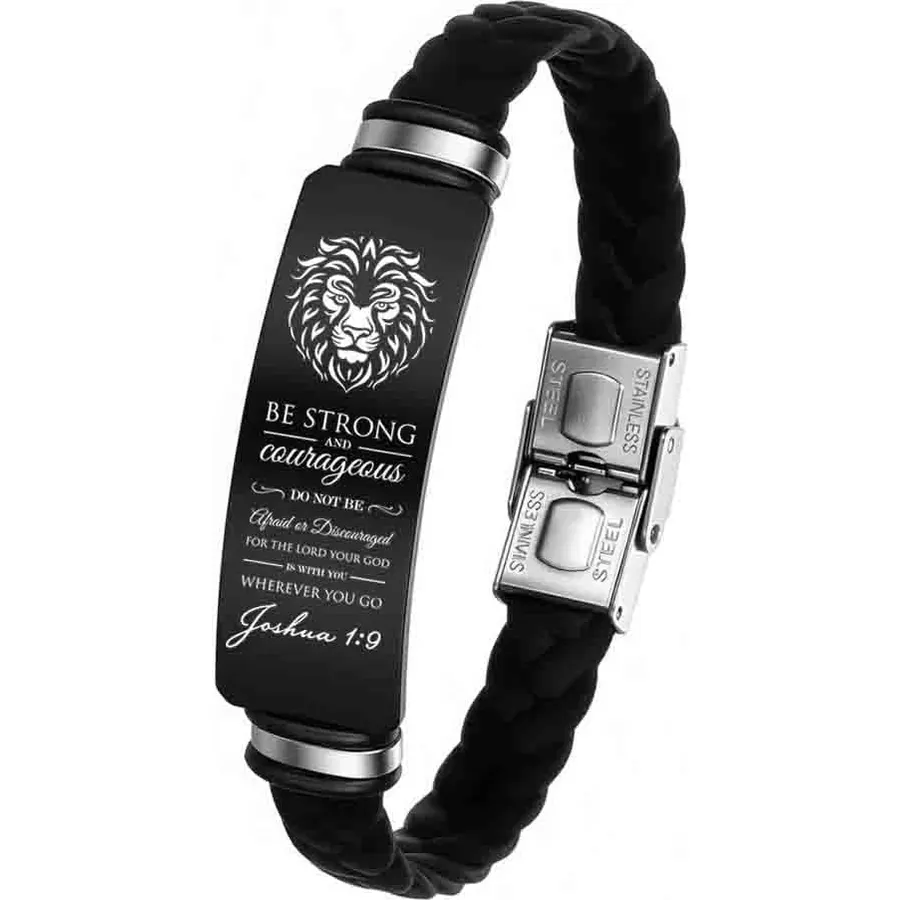 Adjustable Leather Christian Bracelet For Men, Faith Religious Gifts