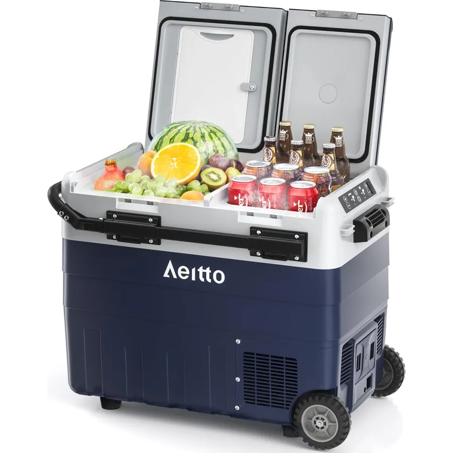 Aeitto 12V Car Refrigerator 52QT(50L) Dual Zone Car Fridge Freezer Cooler