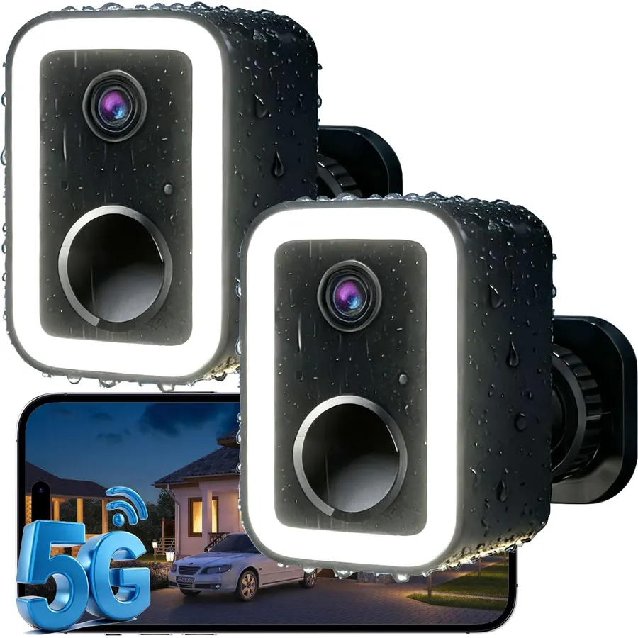 aidowocam 【2 Pack】 Security Cameras Wireless Outdoor, Color Night Vision Even in the Dark, AI Motion Detection & Spotlight Siren Alarm, 2-Way Audio Battery Powered Camera for Home Security