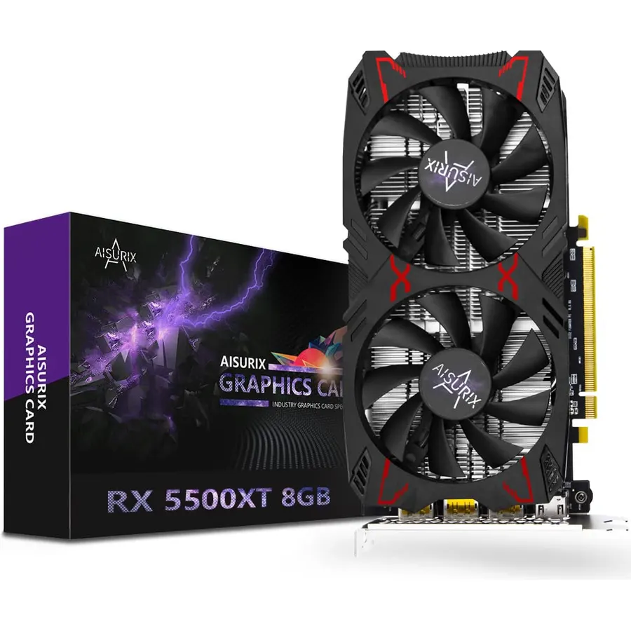 AISURIX RX 5500 XT 8gb GDDR6 Graphics Card,128 Bit, 3XDP, HDMI, PCI Express 4.0X8, 8pin with Fan Intelligent System,Gaming PC Computer Video Cards with 3X DisplayPort +1X HDMI (Style 1)