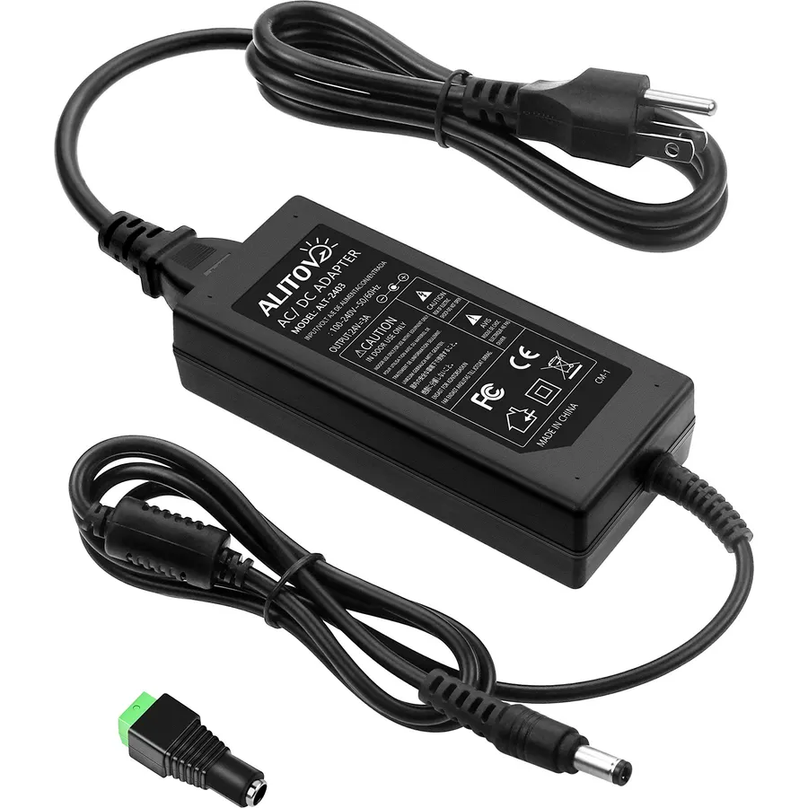 ALITOVE 24V 3A 72W AC to DC Adapter Power Supply Converter AC 100V ~ 240V to DC 24V 3amp Transformer with 5.5x2.1mm DC Output Jack for 5050 3528 LED Strip Module Light, CCTV Camera System