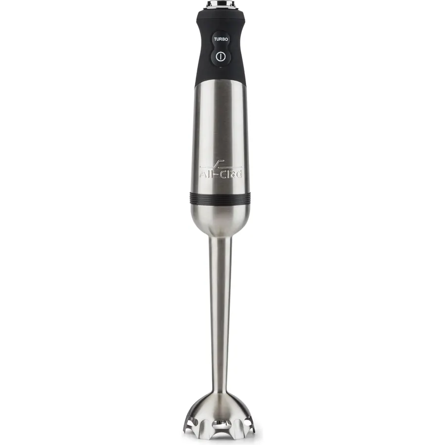 All-Clad Electrics Stainless Steel Immersion Blender 2 Piece Turbo Function 600 Watts Detachable, Variable Speed Control, Hand Blander, 9-1/4-inch
