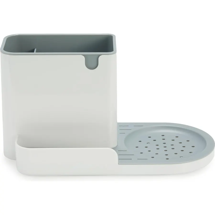 Sink Counter Caddy, Plastic Dish Sponge and Kitchen Brush Holder, White