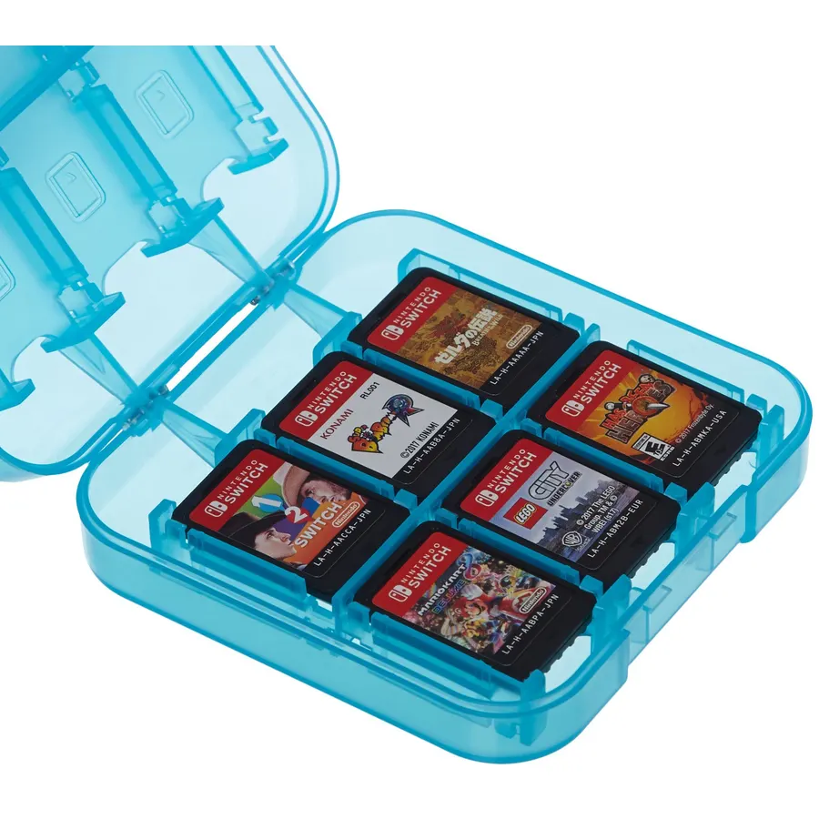 Amazon Basics Portable Game Storage Case for 24 Nintendo Switch Games, Game Card Slots, 3.4 x 3.4 x 1 Inches, Blue