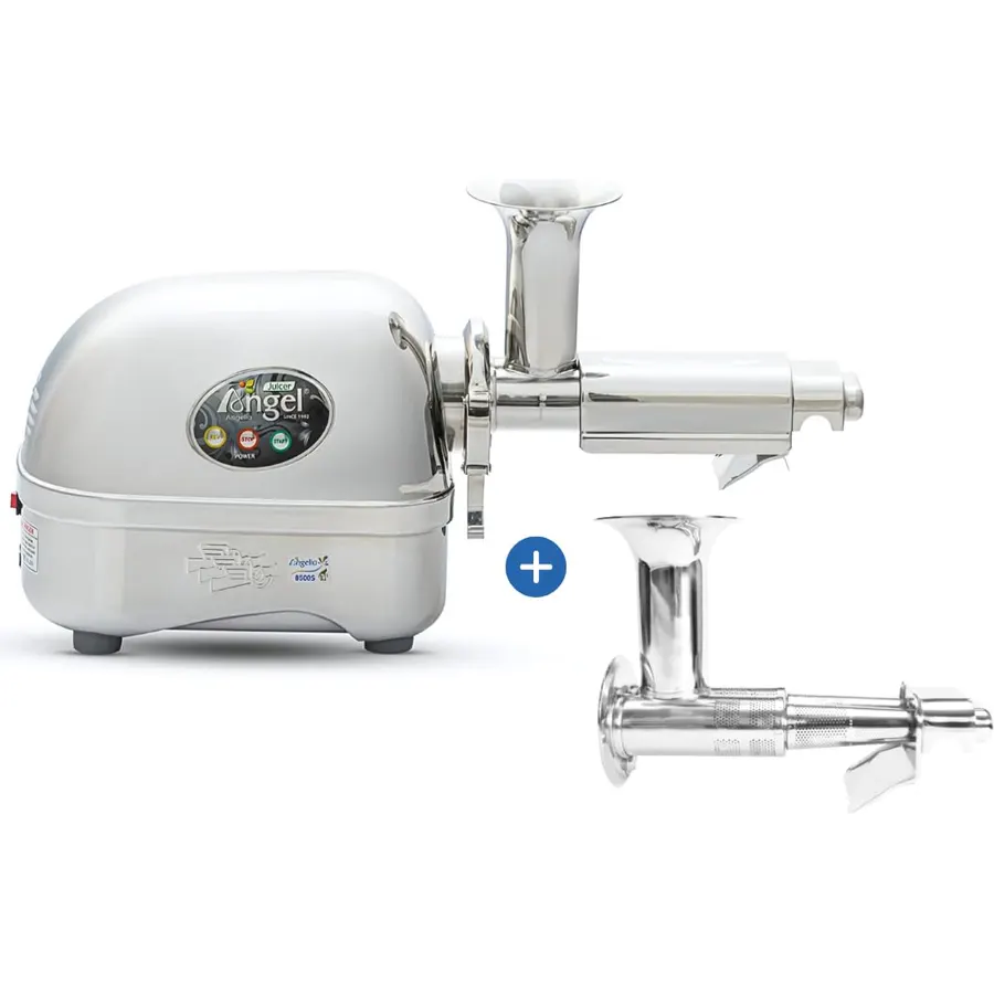 Angel Juicer AG-8500SFH Stainless Steel Electric Juice Extractor, SUS-316 Surgical Grade, Anti-Jamming Auto-Reverse Function, 10-Year Warranty